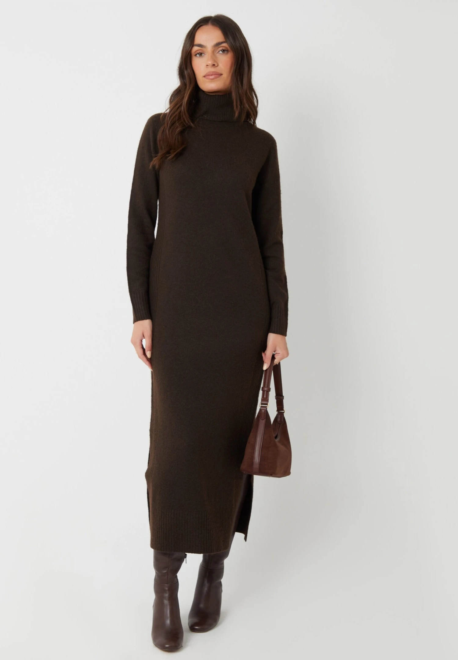 Threadbare CAPPUCINO - Gebreide Jurk - Chocolate 4 Threadbare CAPPUCINO - Gebreide Jurk - Chocolate - Afbeelding 2