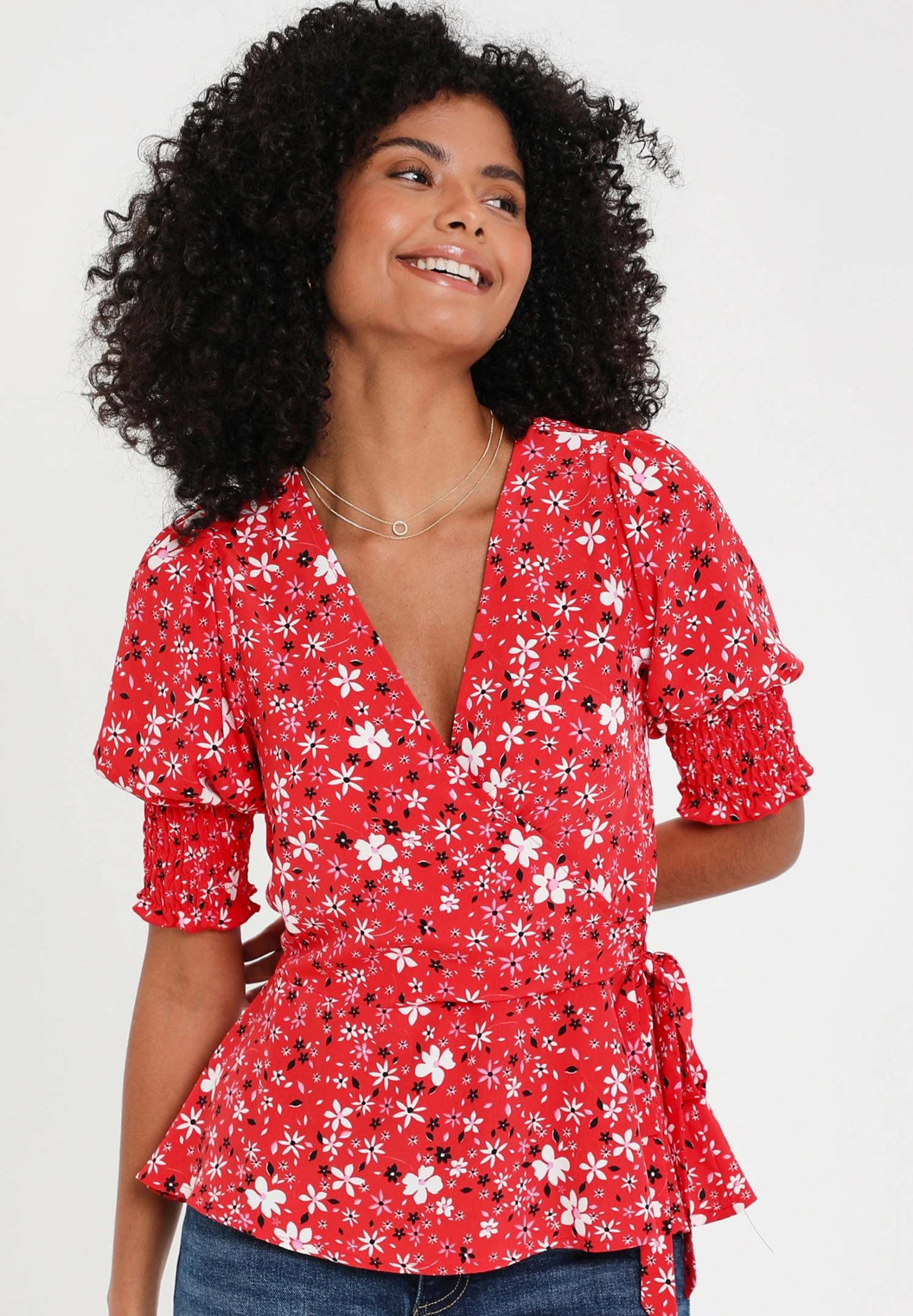 Threadbare Thb Diana Wrap- Blouse - Red 3 Threadbare Thb Diana Wrap- Blouse - Red