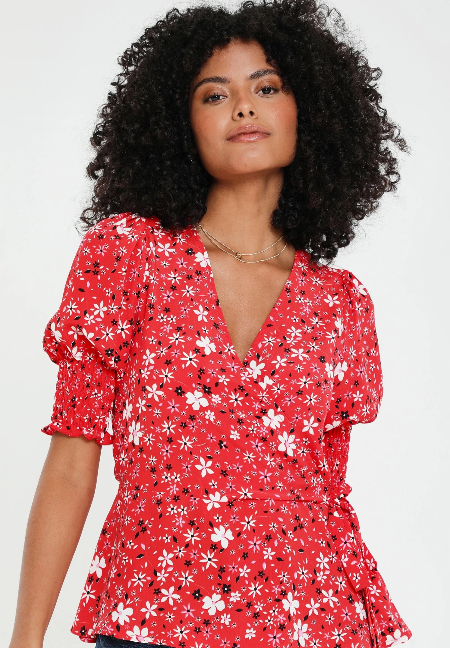 Threadbare Thb Diana Wrap- Blouse - Red 6 Threadbare Thb Diana Wrap- Blouse - Red - Afbeelding 4