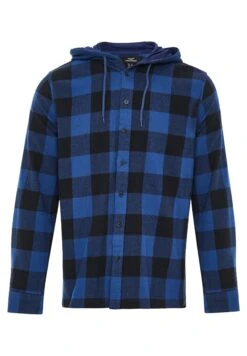 Threadbare Scorton Hooded - Lichte Jas - Royal Blue Check -eleanor & daniel 1340baa97210436a959932ca8fc3cf03