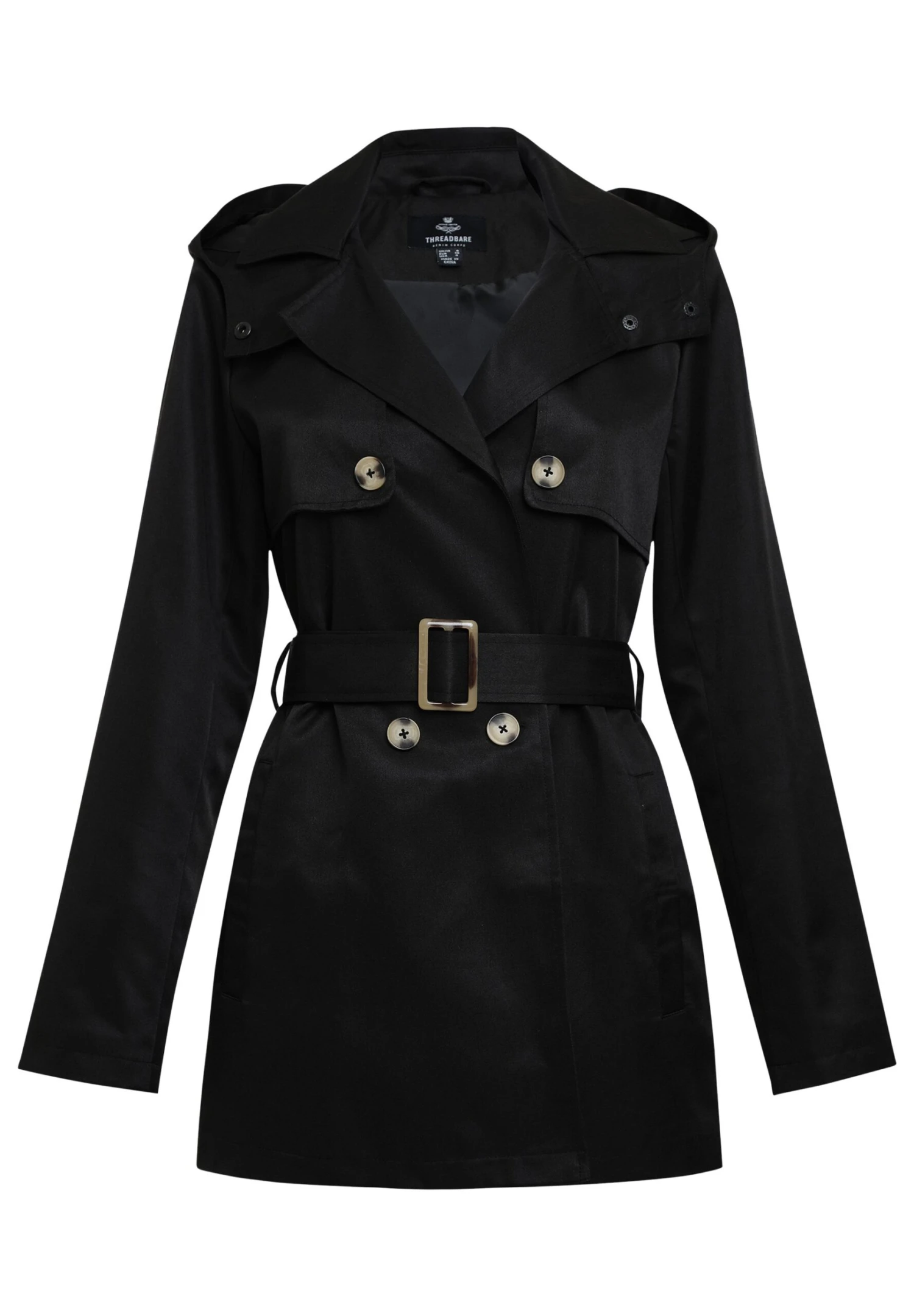 Threadbare Trenchcoat - Black 7 Threadbare Trenchcoat - Black - Afbeelding 5