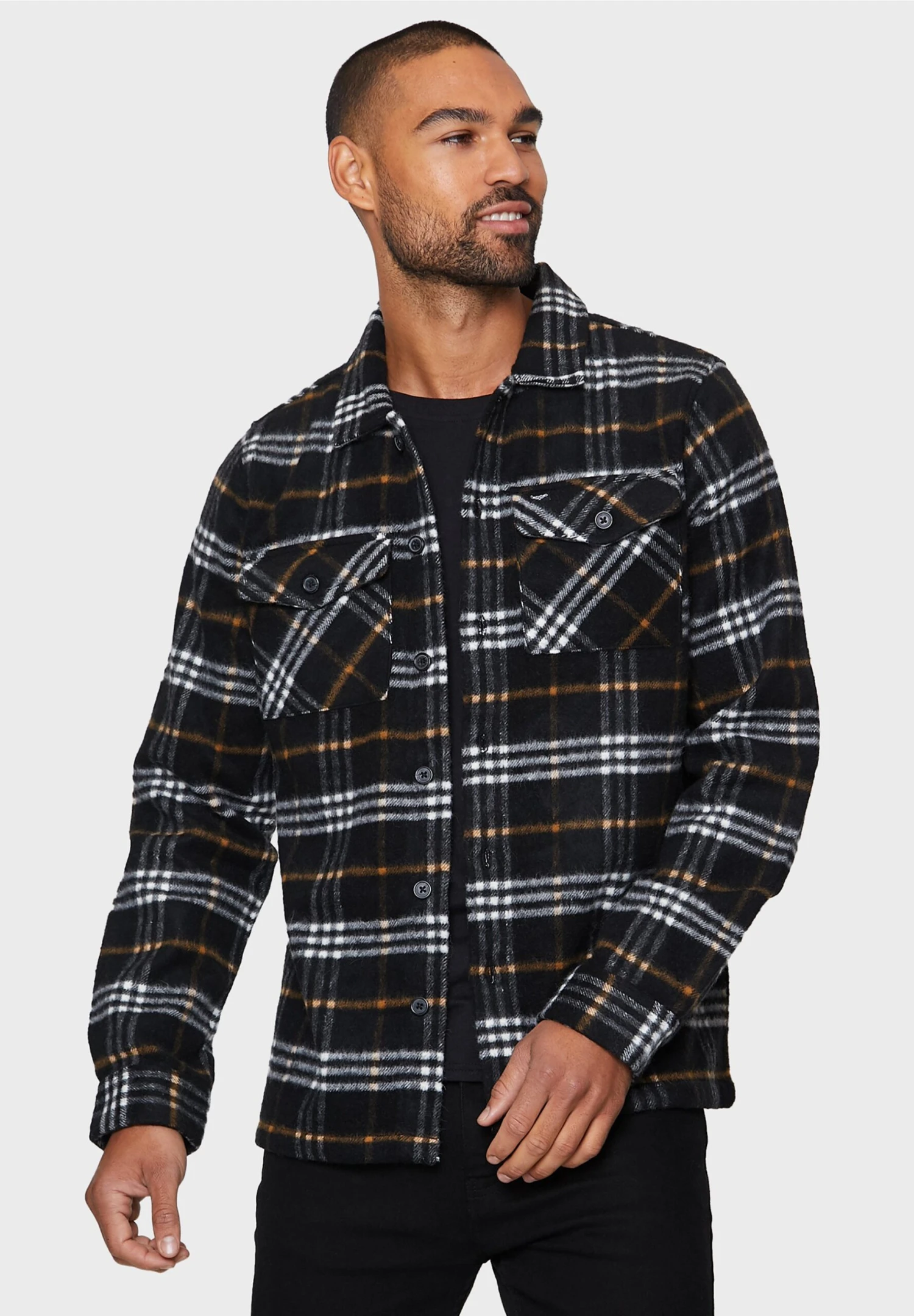 Threadbare Christopher Luxe - Overhemd - Black Check 3 Threadbare Christopher Luxe - Overhemd - Black Check
