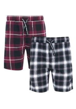 Threadbare 2Er Pack Pyjama-Shorts - Shorts - Burgundy Check & Charcoal Check