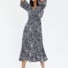 Threadbare Soda Wrap - Jurk - Black Polka Dot