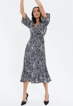Threadbare Soda Wrap - Jurk - Black Polka Dot