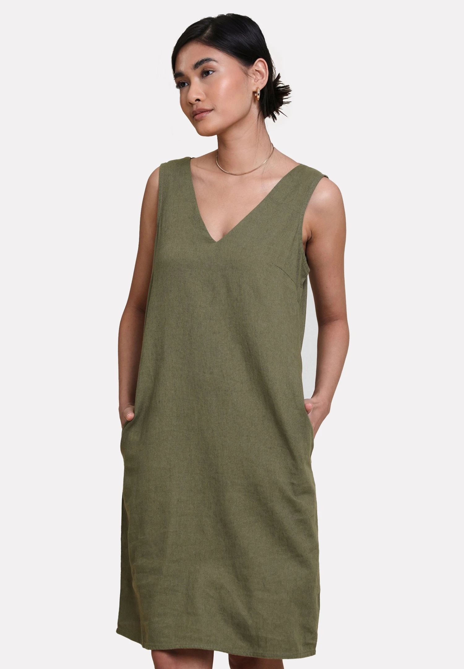 Threadbare Thb Peggy V - Jurk - Olive 3 Threadbare Thb Peggy V - Jurk - Olive