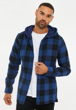 Threadbare Scorton Hooded - Lichte Jas - Royal Blue Check