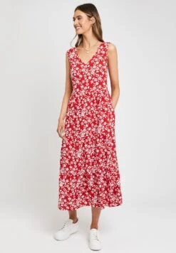 Threadbare Thb Rocks Tiered V - Jurk - Red