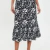 Threadbare Thb Midi Frill Rain - A-Lijn Rok - Black White -eleanor & daniel 4c3c9d8f1e7642df889f638846697c0b
