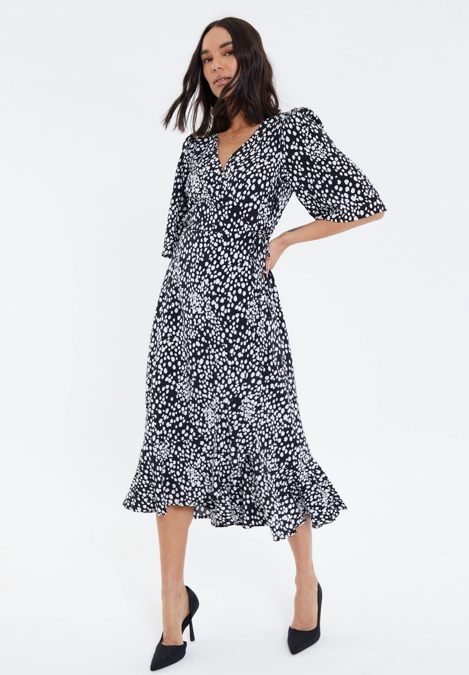 Threadbare Soda Wrap - Jurk - Black Polka Dot 4 Threadbare Soda Wrap - Jurk - Black Polka Dot - Afbeelding 2