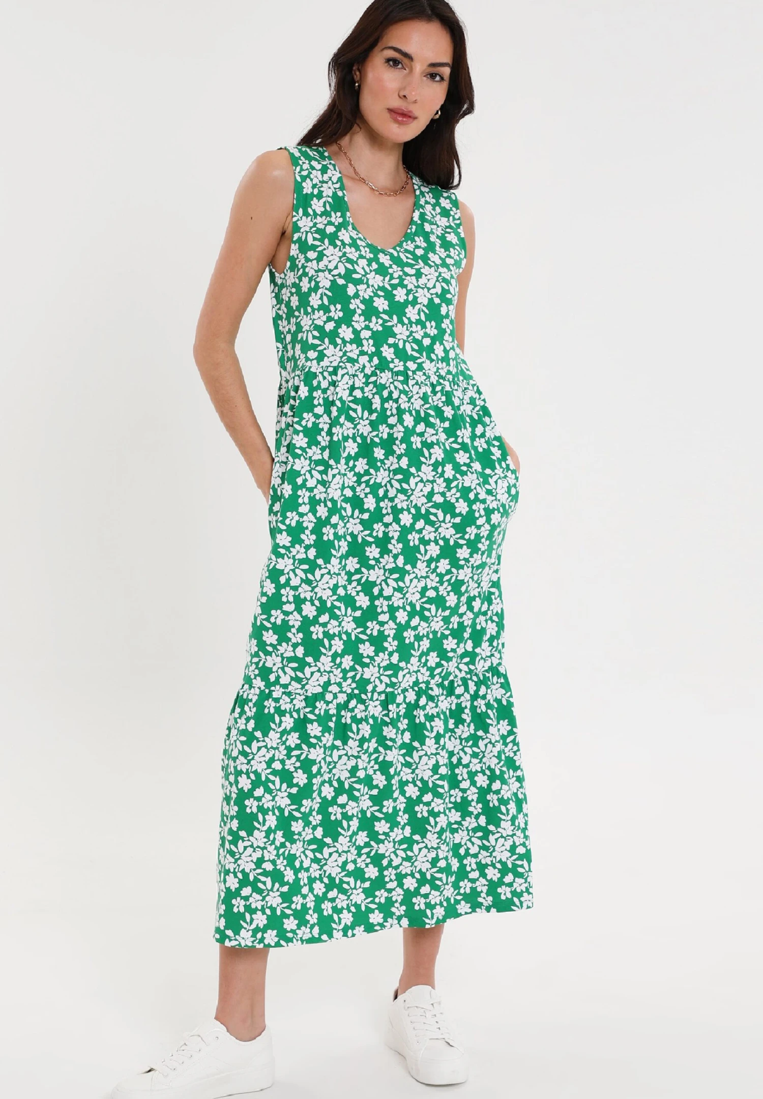 Threadbare Byers Tiered - Jerseyjurk - Green Floral 3 Threadbare Byers Tiered - Jerseyjurk - Green Floral