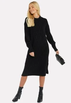 Threadbare Thb Harley Cable - Gebreide Jurk - Black