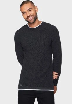 Threadbare Mock Dolan - Trui - Charcoal / Black Twist