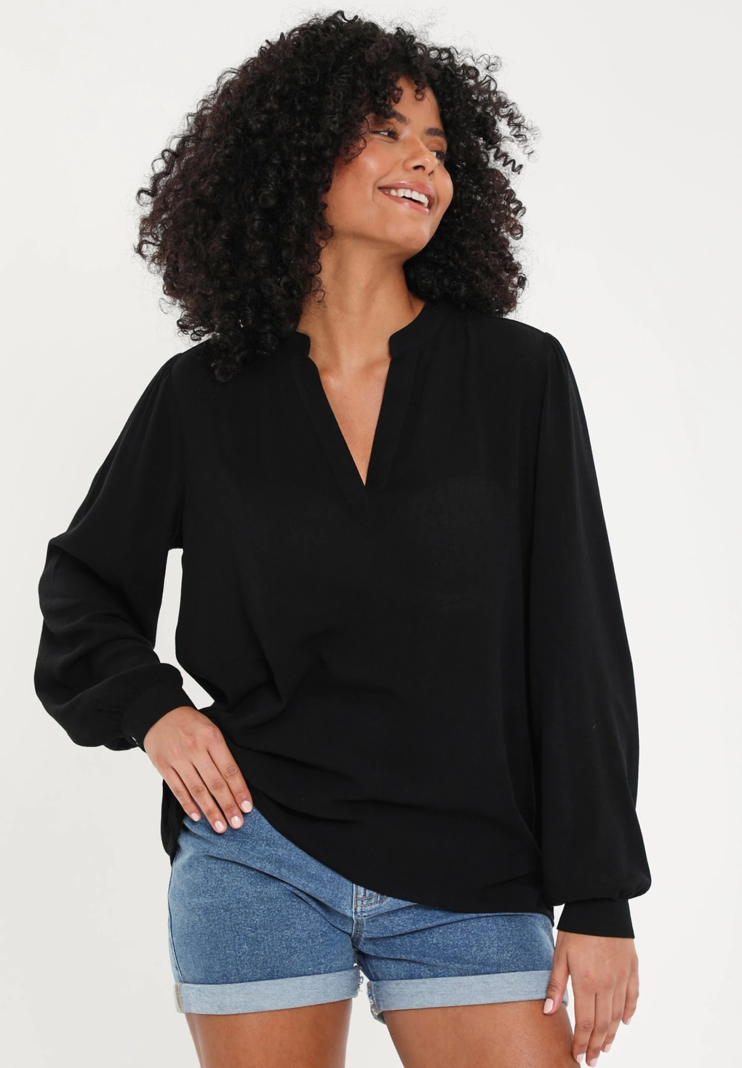Threadbare Catheryn V Neck- Blouse - Black 3 Threadbare Catheryn V Neck- Blouse - Black