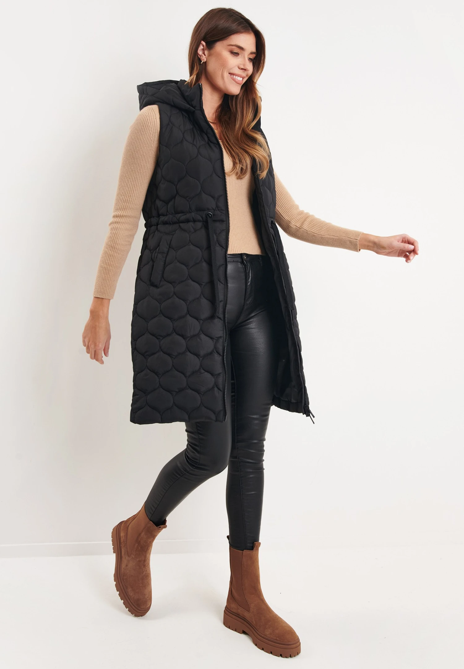 Threadbare Lange Crush Quilted - Bodywarmer - Schwarz 4 Threadbare Lange Crush Quilted - Bodywarmer - Schwarz - Afbeelding 2