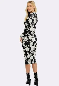 Threadbare Twirl Ruched - Etui-Jurk - BlackWhite -eleanor & daniel 705356b70bf640268be194246cf172f0