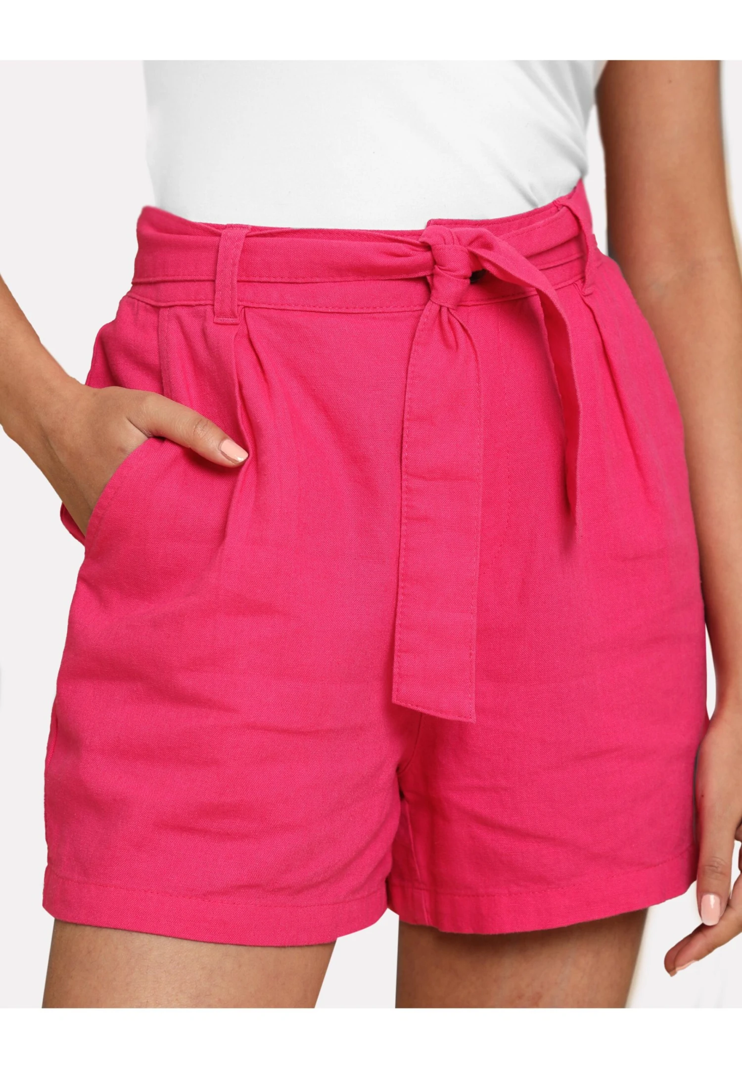 Threadbare Thb Laurence Tie Waist - Shorts - Hot Pink 4 Threadbare Thb Laurence Tie Waist - Shorts - Hot Pink - Afbeelding 2