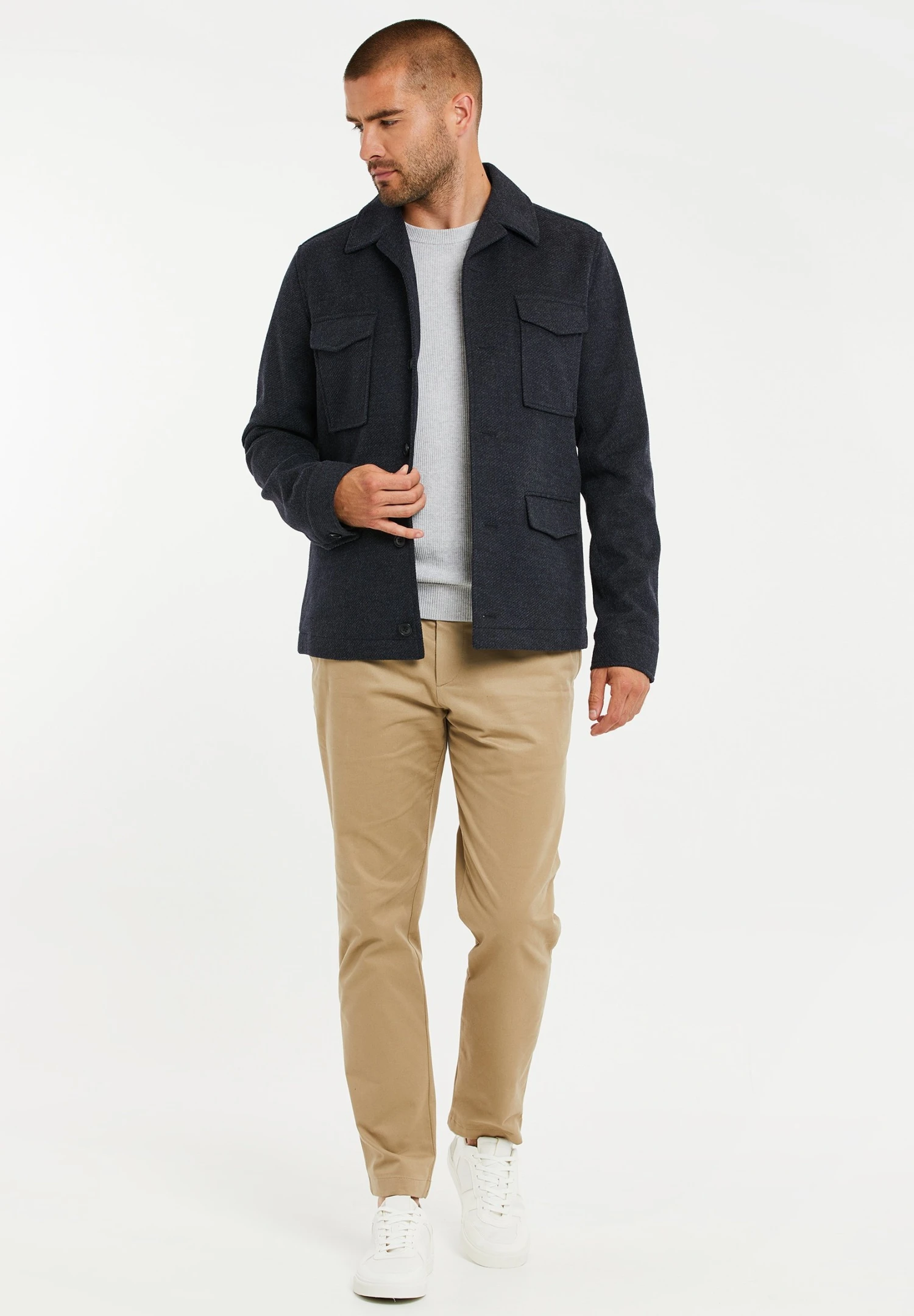 Threadbare Shacket Pocket Petty Luxe - Lichte Jas - Navy Marl 4 Threadbare Shacket Pocket Petty Luxe - Lichte Jas - Navy Marl - Afbeelding 2