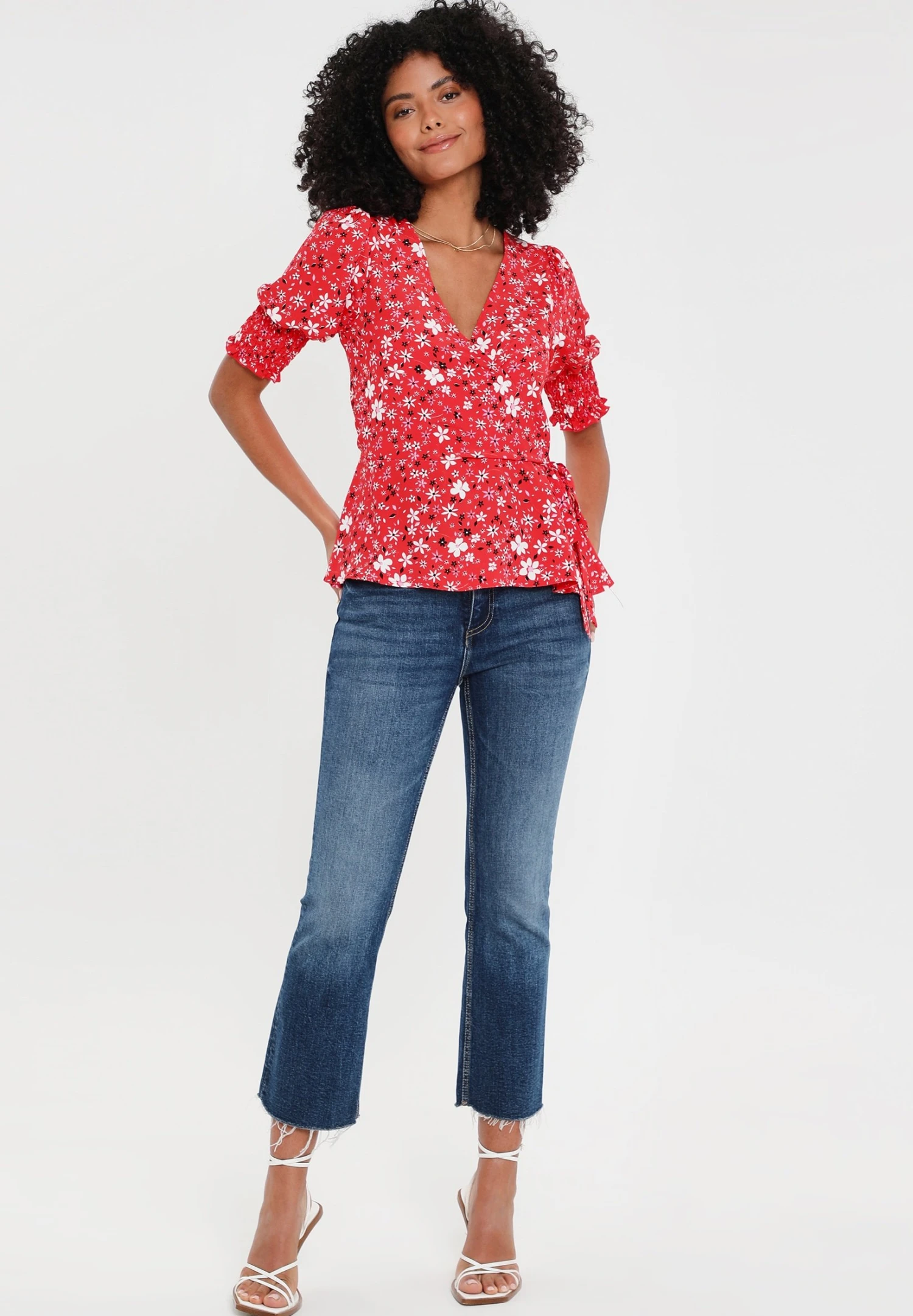 Threadbare Thb Diana Wrap- Blouse - Red 4 Threadbare Thb Diana Wrap- Blouse - Red - Afbeelding 2