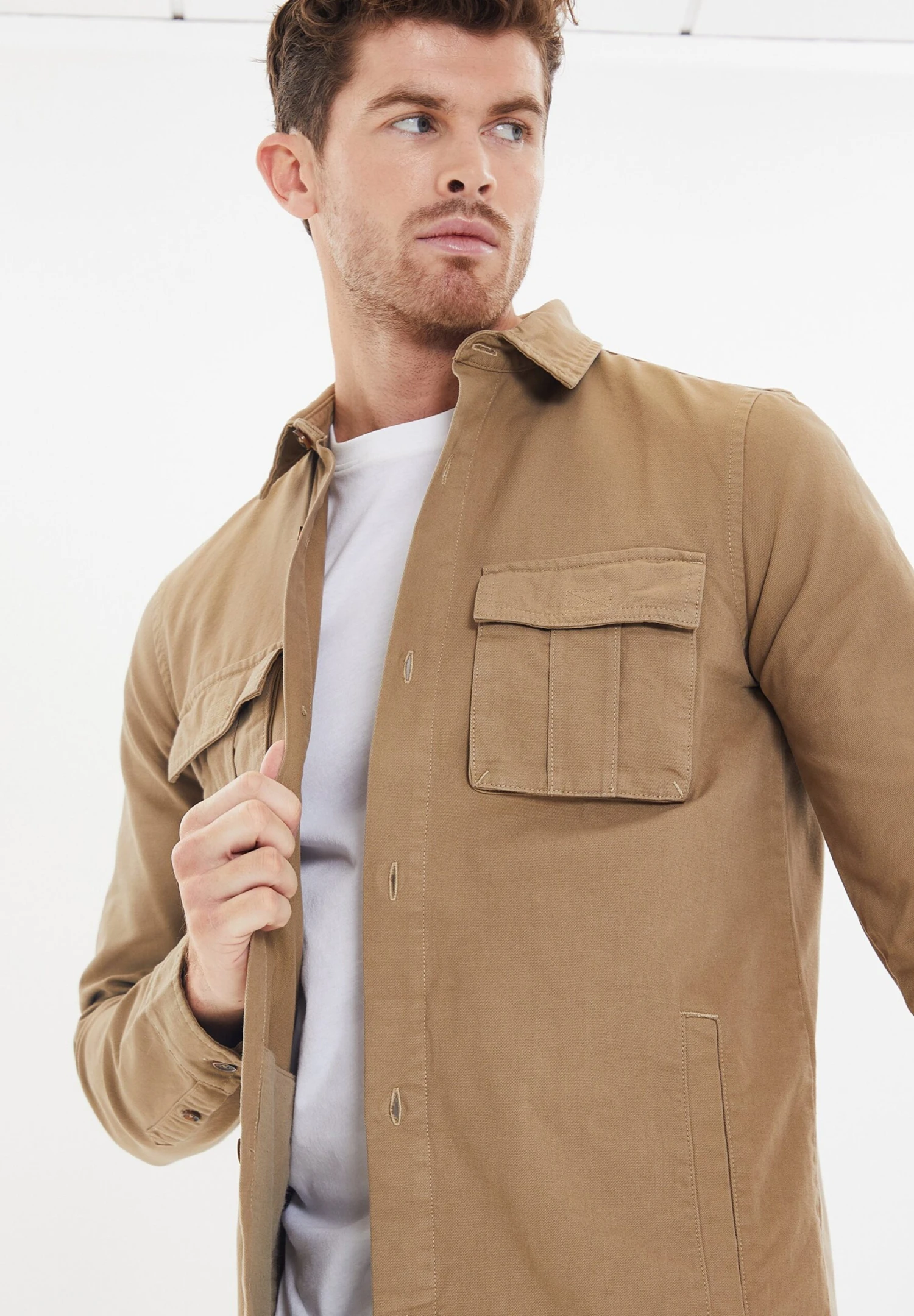 Threadbare Thb Lslv Drupe - Overhemd - Stone 6 Threadbare Thb Lslv Drupe - Overhemd - Stone - Afbeelding 4