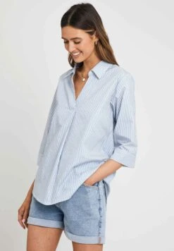 Threadbare Thb Crisp Poplin - Blouse - Blue Stripe