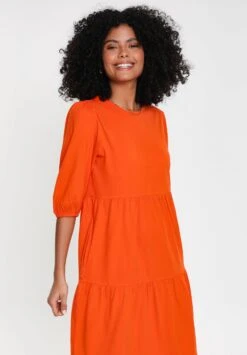 Threadbare Finn Midi Tiered - Jurk - Orange -eleanor & daniel 96e079c55f034df9896d057e72e2efce