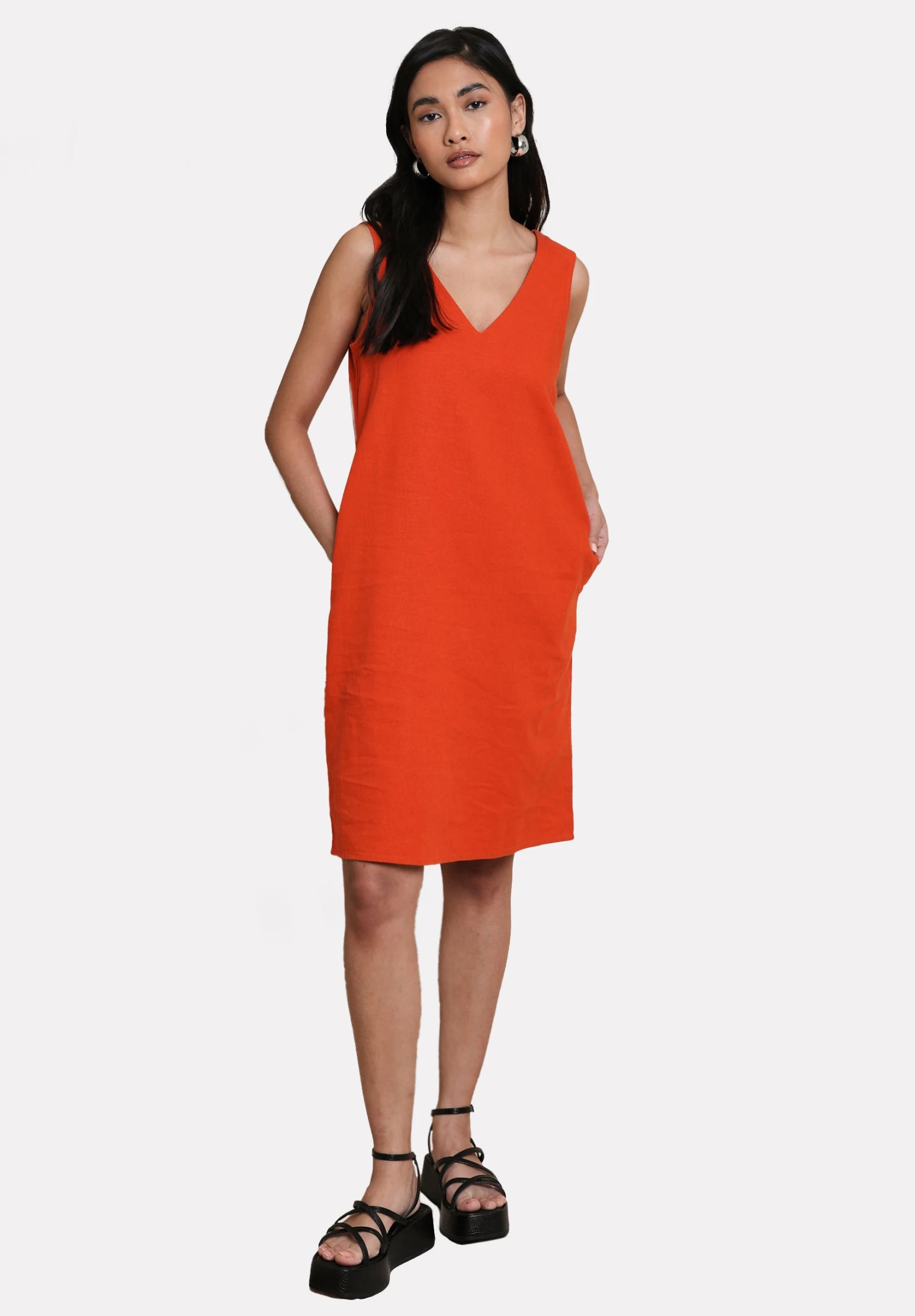 Threadbare Thb Peggy V - Jurk - Orange 4 Threadbare Thb Peggy V - Jurk - Orange - Afbeelding 2