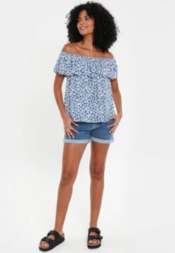 Threadbare Coronation Bardot- Blouse - Blue -eleanor & daniel 98b43002789e4d66a32f314125c3a6f3