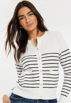 Threadbare Christ Church Buttoned- Vest - Ivory Stripe