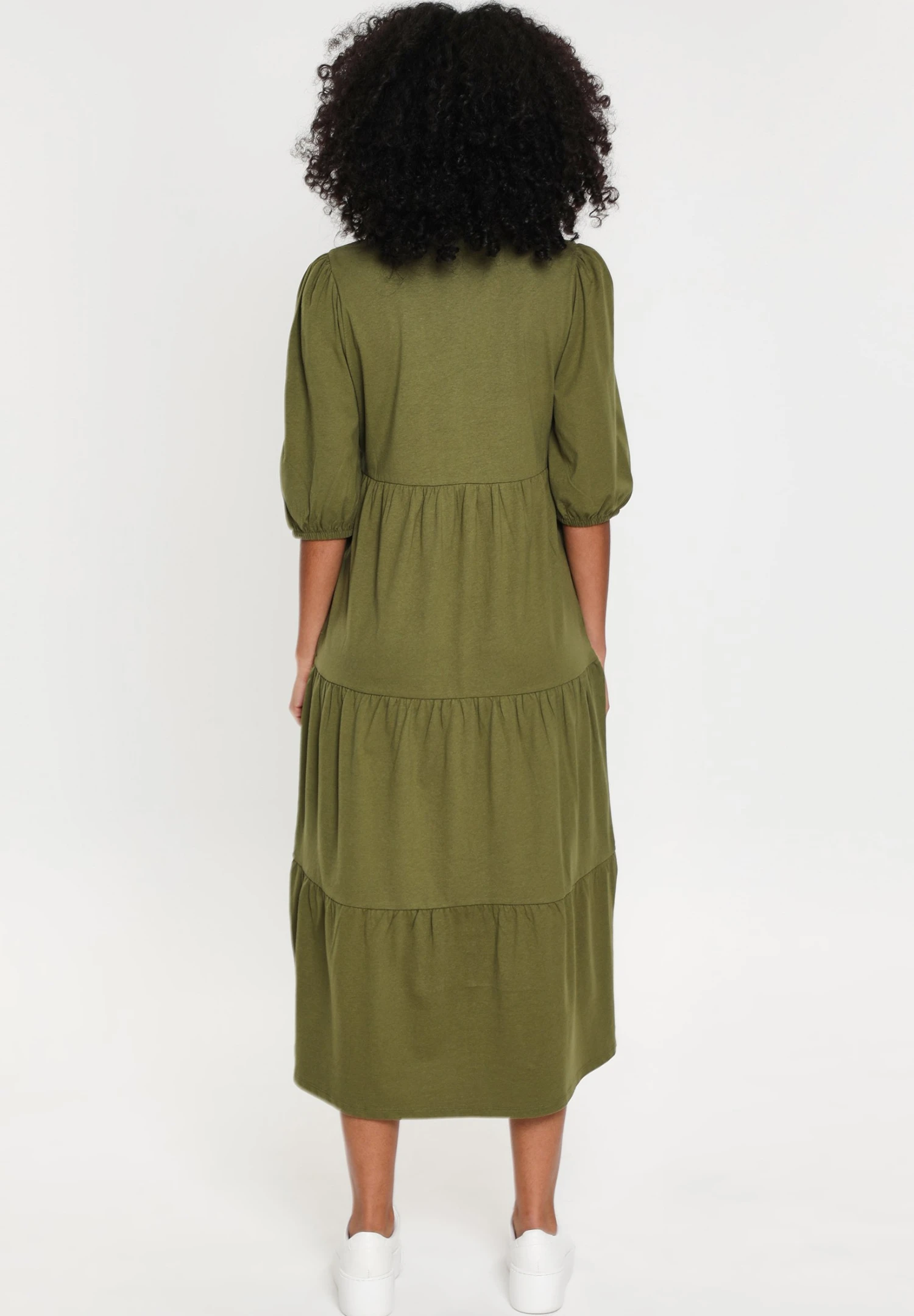 Threadbare Finn Midi Tiered - Jurk - Olive 4 Threadbare Finn Midi Tiered - Jurk - Olive - Afbeelding 2