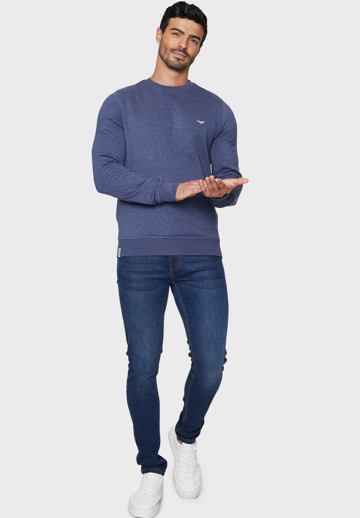 Threadbare Crew Satsuma - Sweater - Denim Marl 4 Threadbare Crew Satsuma - Sweater - Denim Marl - Afbeelding 2