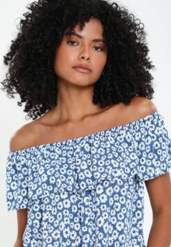 Threadbare Coronation Bardot- Blouse - Blue -eleanor & daniel c2bf8c9163724109ac29f1d98d9a73c8