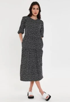 Threadbare Finn Midi Tiered - Jurk - Black Dot