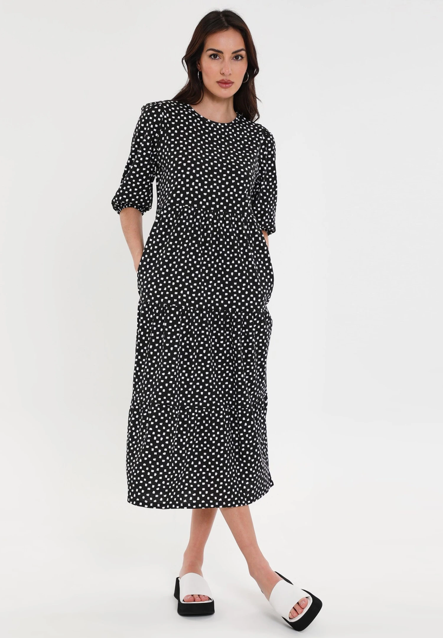 Threadbare Finn Midi Tiered - Jurk - Black Dot 3 Threadbare Finn Midi Tiered - Jurk - Black Dot