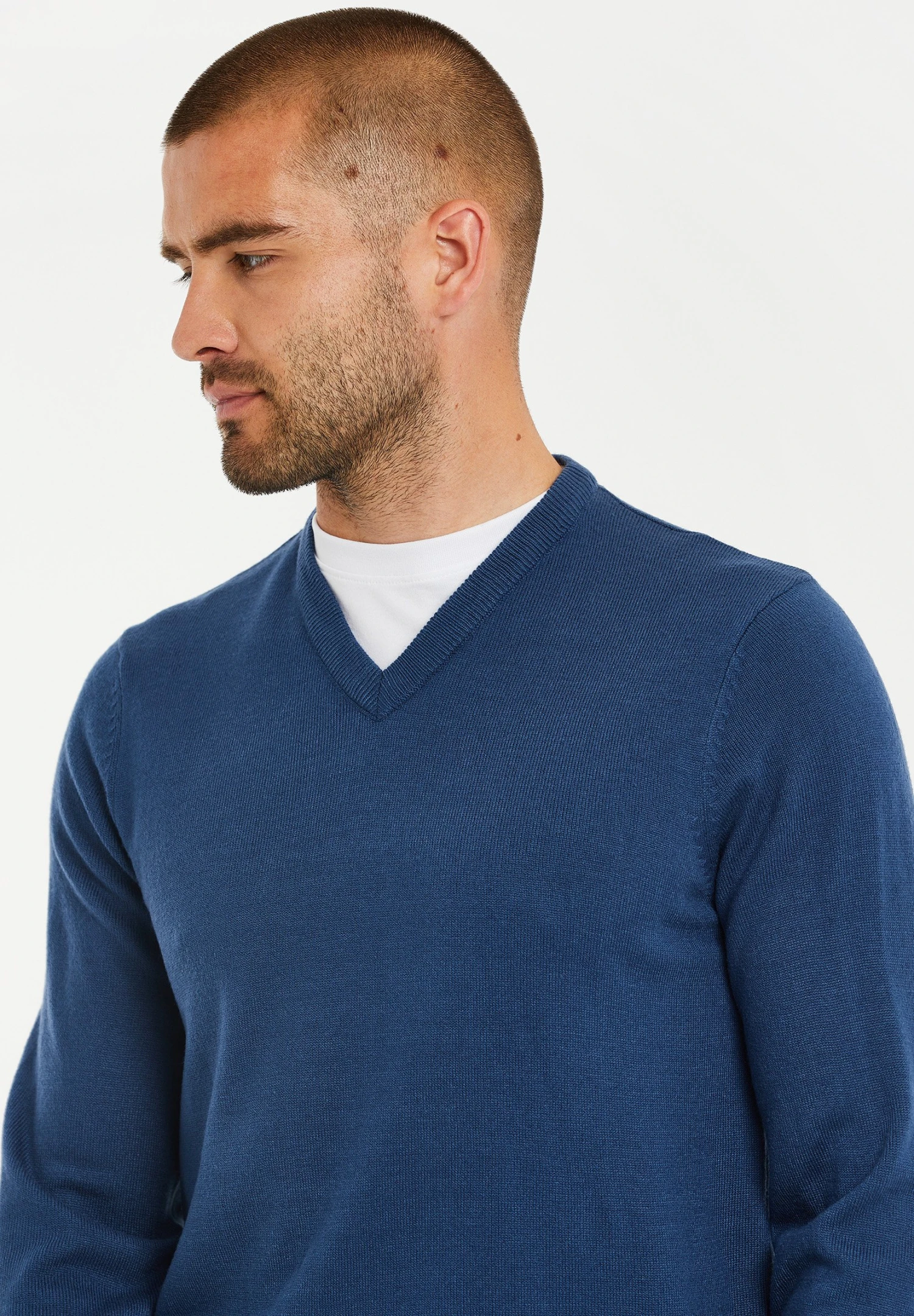 Threadbare Bramwell V-Neck - Trui - Denim Blue 6 Threadbare Bramwell V-Neck - Trui - Denim Blue - Afbeelding 4