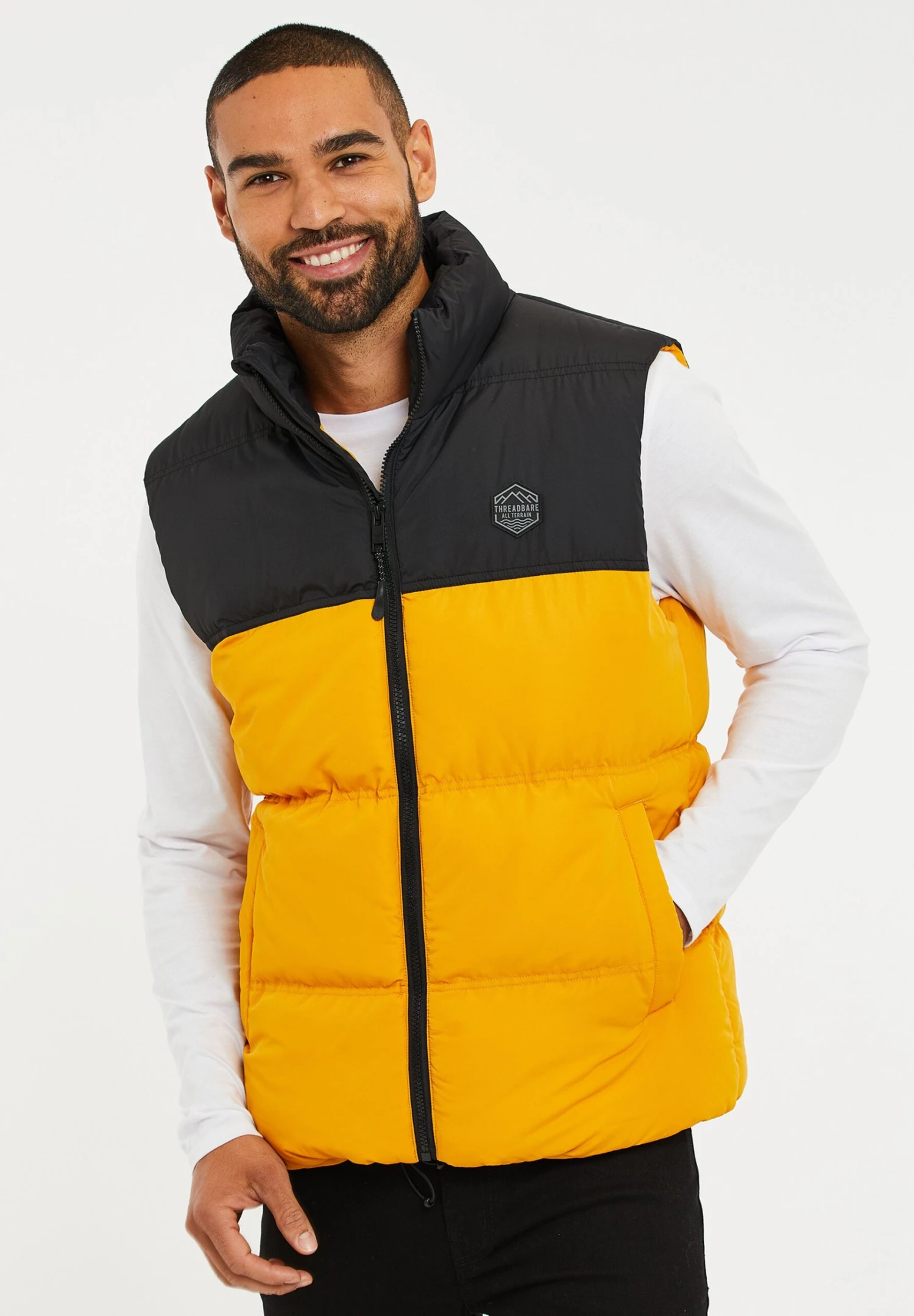 Threadbare Lethame - Bodywarmer - Mustard Black 3 Threadbare Lethame - Bodywarmer - Mustard Black
