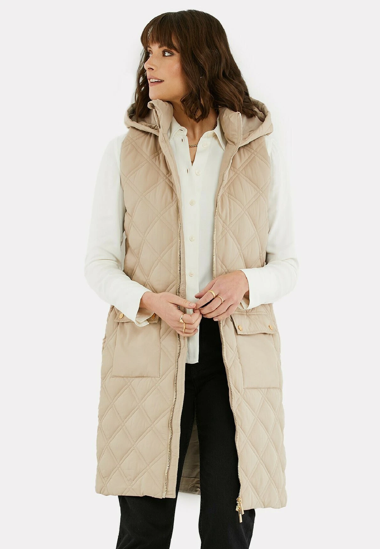 Threadbare Maggie Diamond Quilted- Bodywarmer - Taupe 3 Threadbare Maggie Diamond Quilted- Bodywarmer - Taupe
