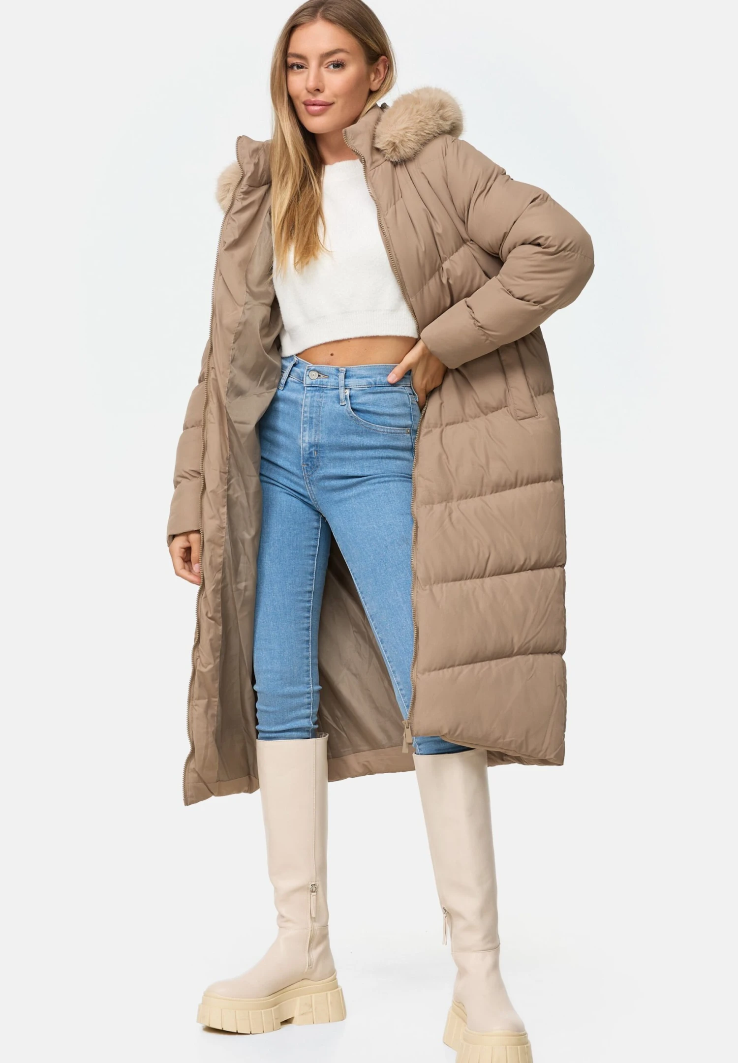 Threadbare Lazuli- Winterjas - Taupe 4 Threadbare Lazuli- Winterjas - Taupe - Afbeelding 2