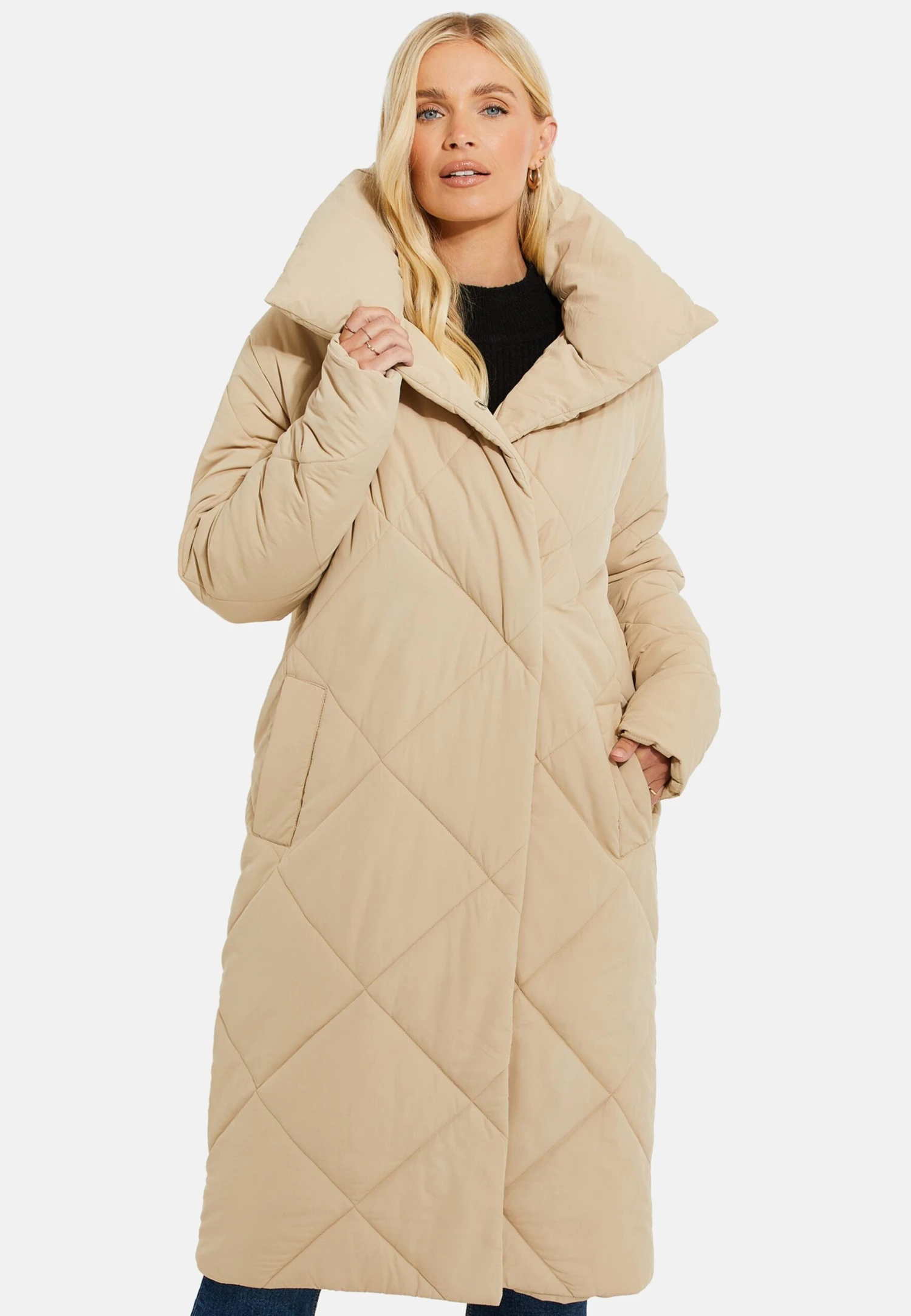 Threadbare Peridot Quilted Puffer - Winterjas - Stone 3 Threadbare Peridot Quilted Puffer - Winterjas - Stone