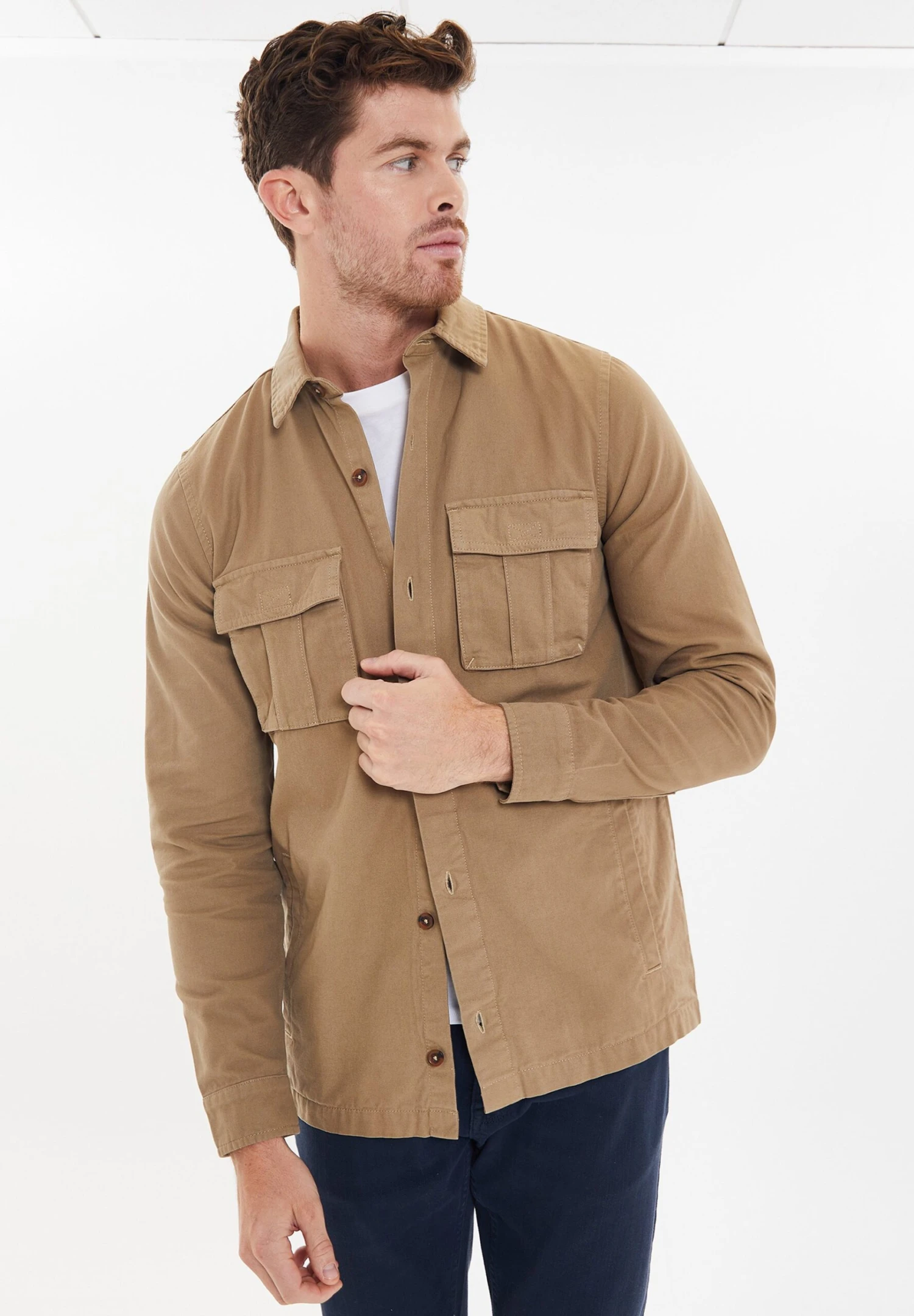 Threadbare Thb Lslv Drupe - Overhemd - Stone 5 Threadbare Thb Lslv Drupe - Overhemd - Stone - Afbeelding 3