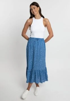 Threadbare Thb Midi Frill Rain - A-Lijn Rok - Blue -eleanor & daniel ed3a9b2b5b2d4c438324b58bc15264b6