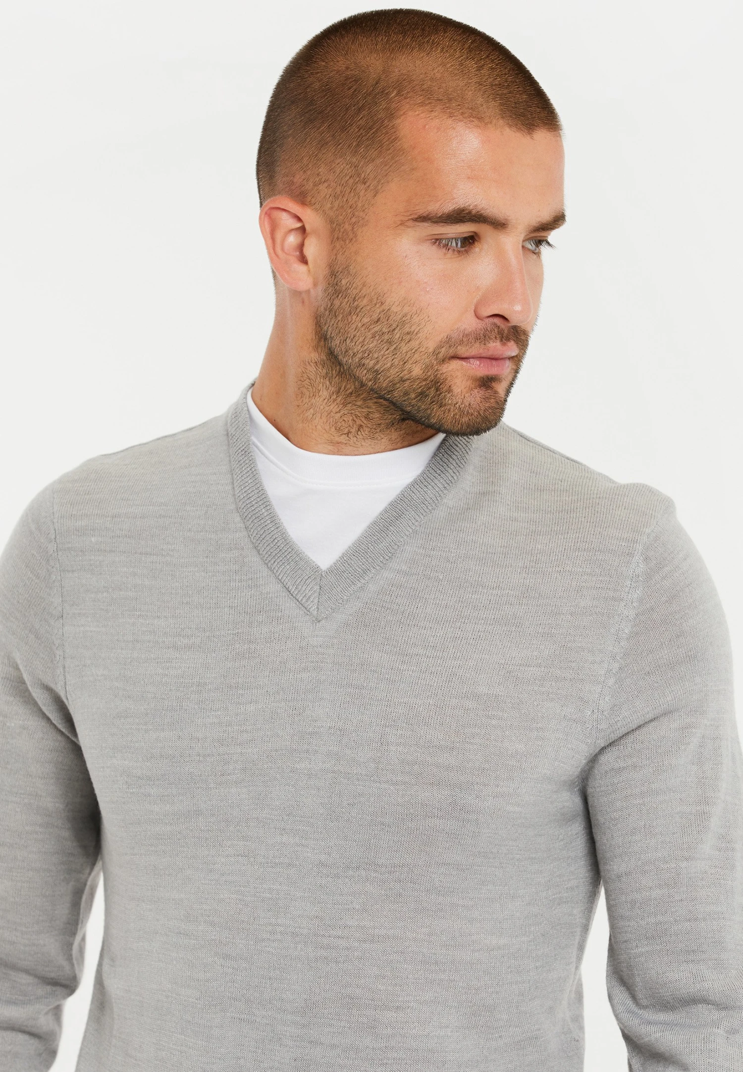 Threadbare Bramwell V-Neck - Trui - Grey Marl 6 Threadbare Bramwell V-Neck - Trui - Grey Marl - Afbeelding 4