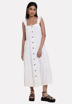 Threadbare Oak Flutter - Blousejurk - White