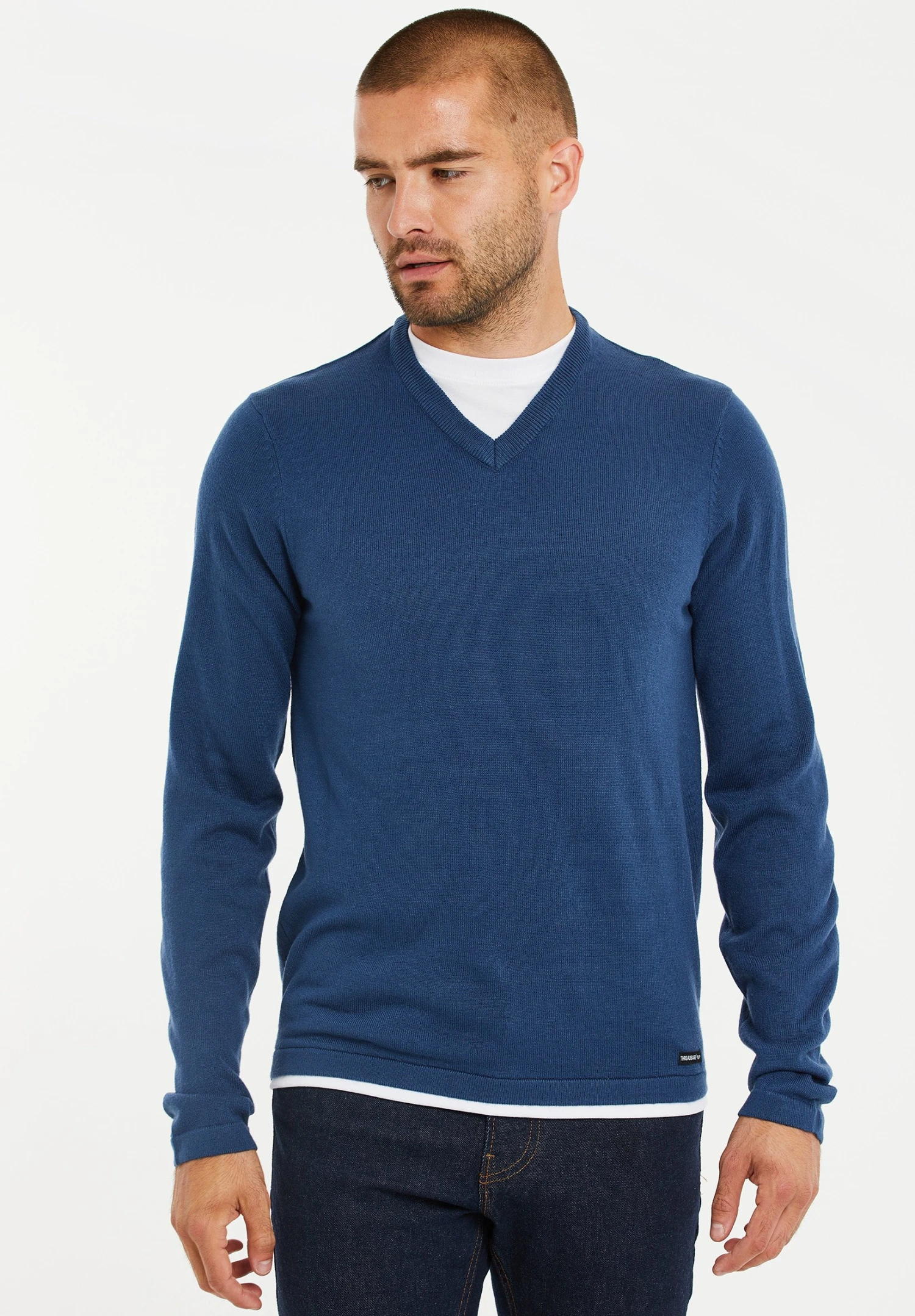 Threadbare Bramwell V-Neck - Trui - Denim Blue 3 Threadbare Bramwell V-Neck - Trui - Denim Blue