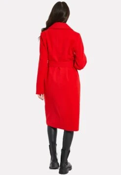 Threadbare Thb Decaf Collar Belted Formal- Mantel - Red -eleanor & daniel fadbf19817bd4e9b8422260c02b1cb42