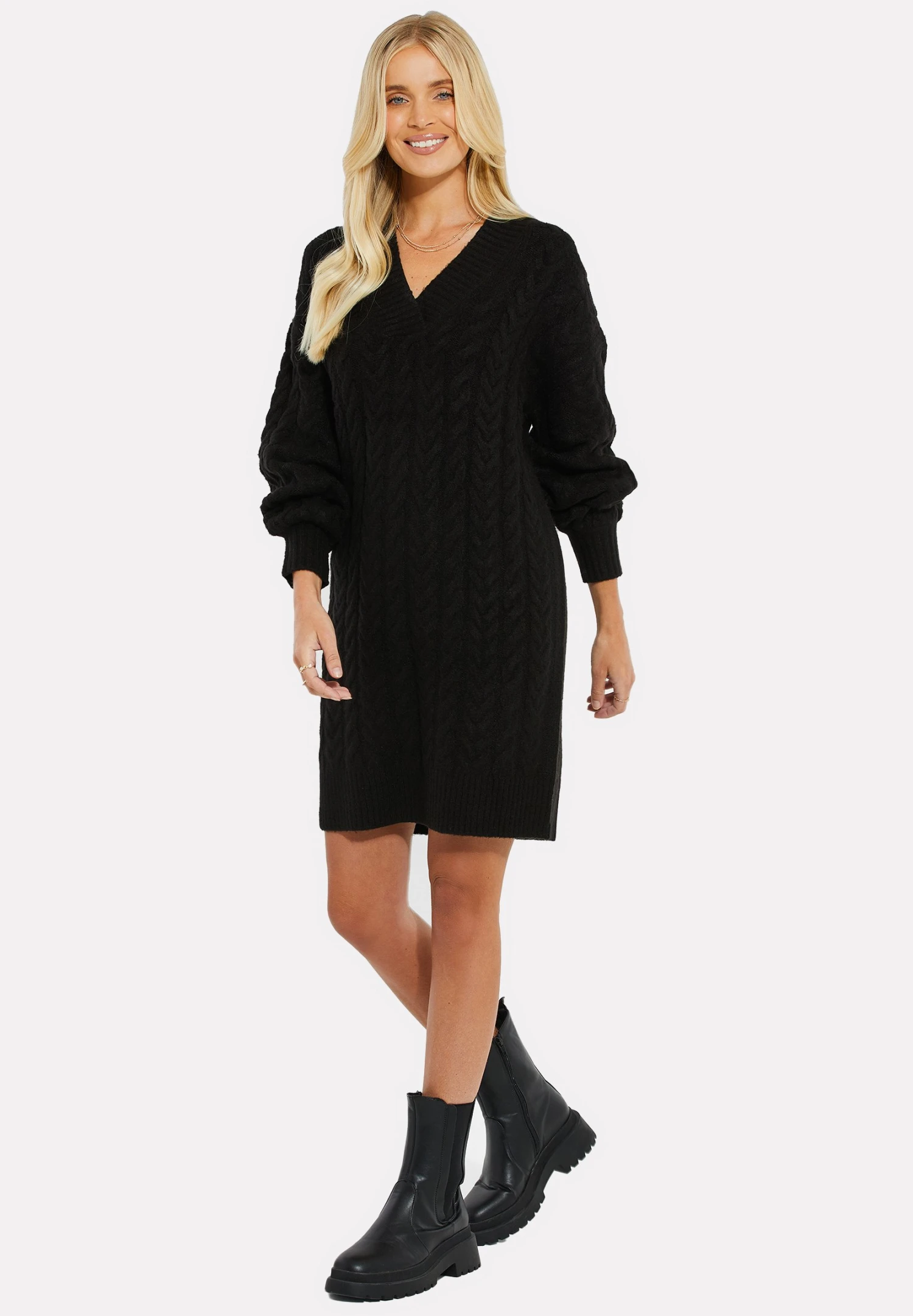 Threadbare Thb Chalk Mid Length- Gebreide Jurk - Black 4 Threadbare Thb Chalk Mid Length- Gebreide Jurk - Black - Afbeelding 2